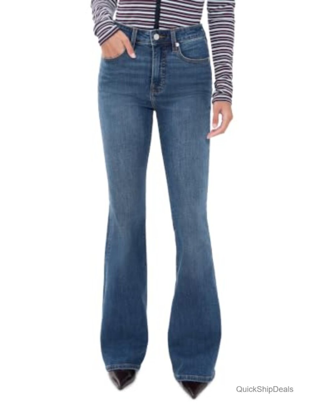 Good Legs Flare Jeans Mid Rise Stretch Denim 5-Pocket